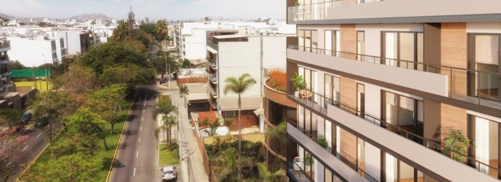 El costado izquierdo del Edifico Residencial Velasco Astete_3, en vía principal